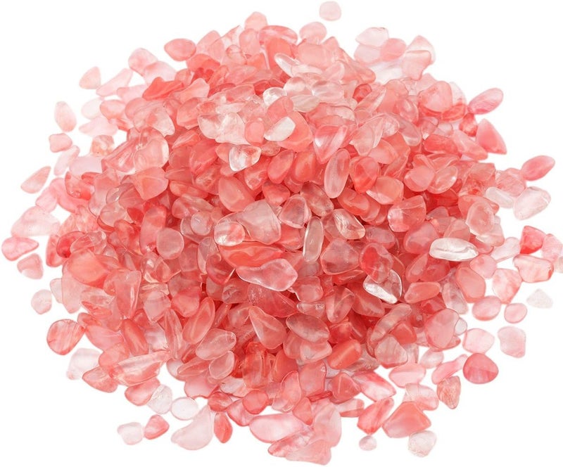 rockcloud 1 lb Cherry Quartz Small Tumbled Chips Crushed Stone Healing Reiki Crystal Jewelry Making Home Decoration - Image 1